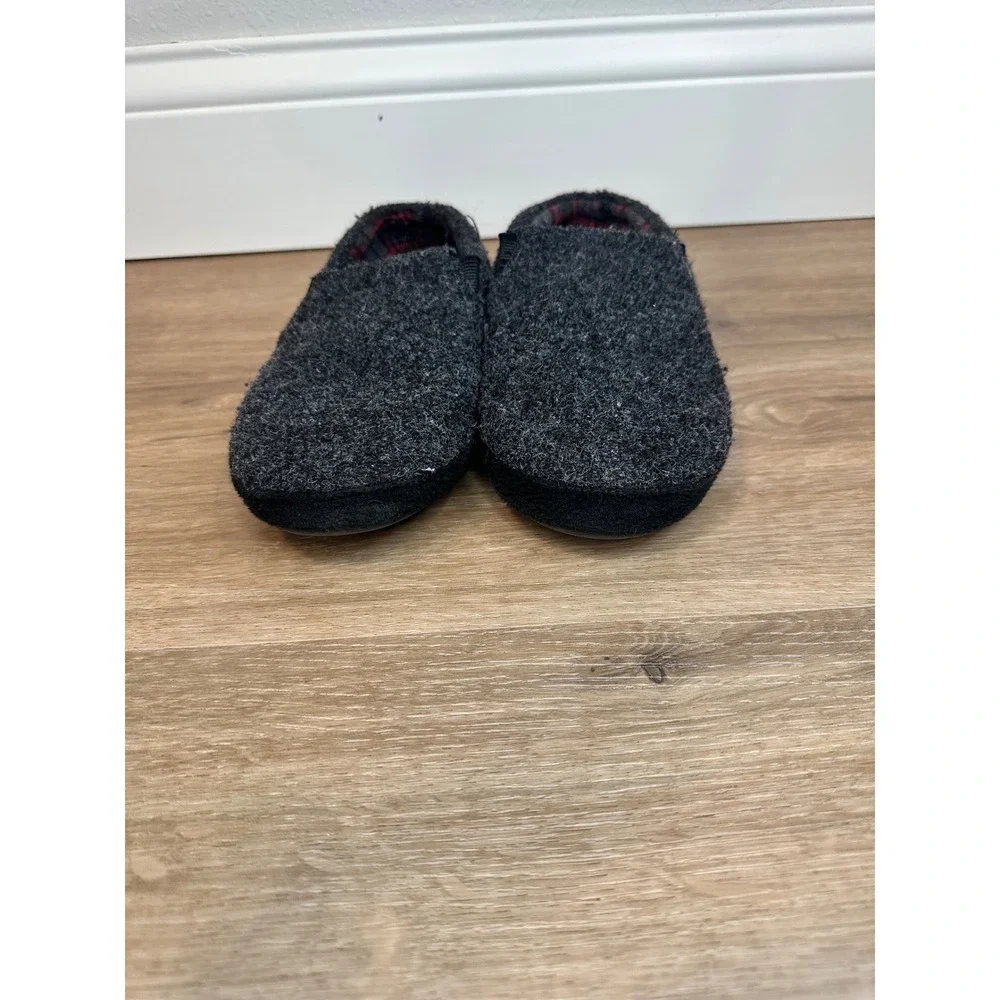 Slipper‎ Loafers Kids Size M 2/3 Charcoal Grey Plaid Lined Cabin Core